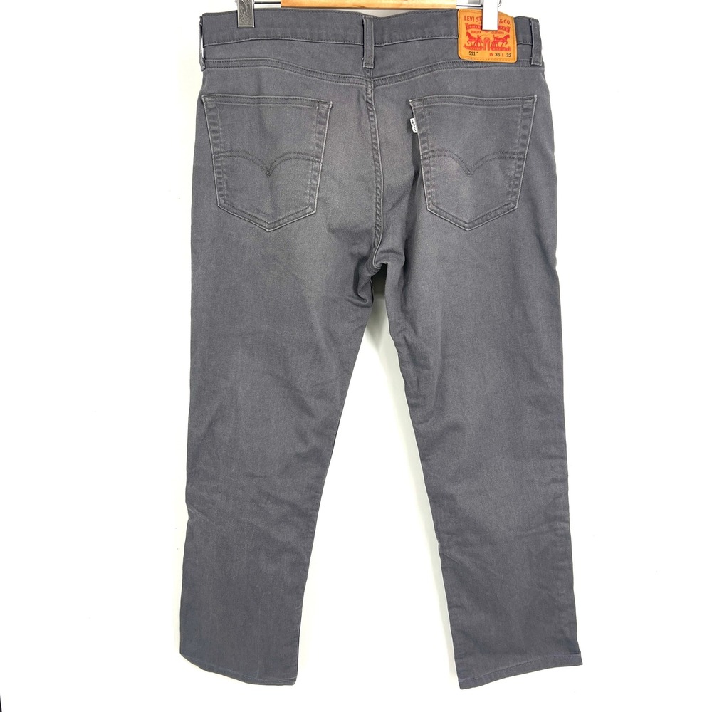 Levis 511 Slim Fit Charcoal Gray Stretch Pants Mens 36x32 04511-3399 - Picture 2 of 9